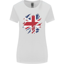 Torn British Flag Union Jack Britain Womens Wider Cut T-Shirt White