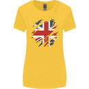 Torn British Flag Union Jack Britain Womens Wider Cut T-Shirt Yellow
