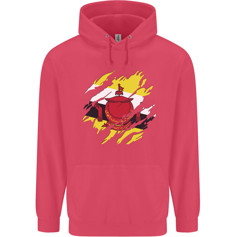 Torn Brunei Flag Bruneian Day Football Childrens Kids Hoodie Heliconia