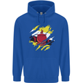 Torn Brunei Flag Bruneian Day Football Childrens Kids Hoodie Royal Blue