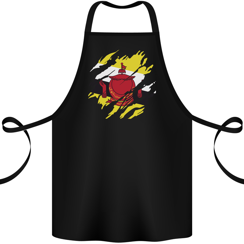 Torn Brunei Flag Bruneian Day Football Cotton Apron 100% Organic Black