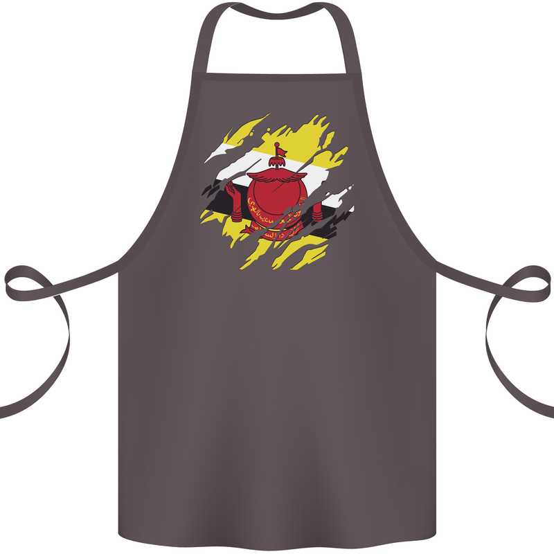 Torn Brunei Flag Bruneian Day Football Cotton Apron 100% Organic Dark Grey