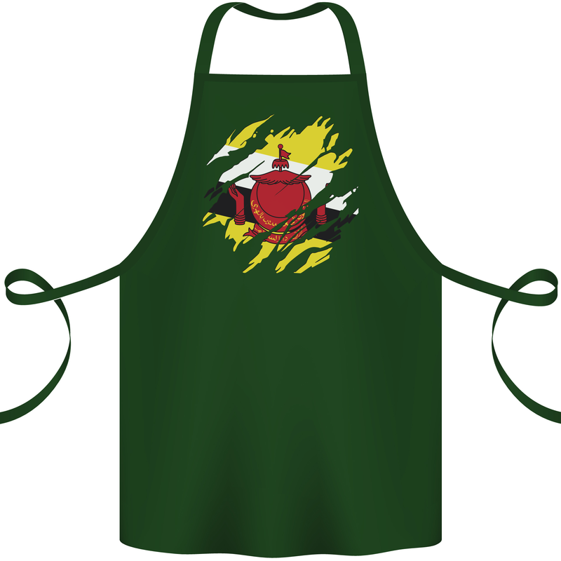 Torn Brunei Flag Bruneian Day Football Cotton Apron 100% Organic Forest Green