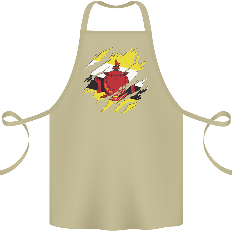 Torn Brunei Flag Bruneian Day Football Cotton Apron 100% Organic Khaki