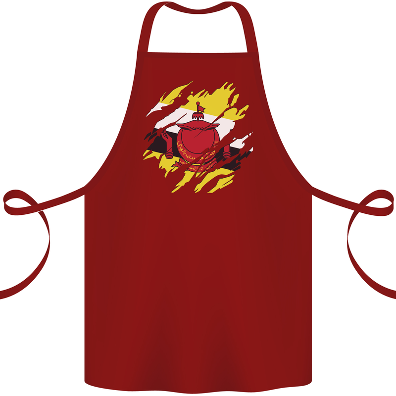 Torn Brunei Flag Bruneian Day Football Cotton Apron 100% Organic Maroon