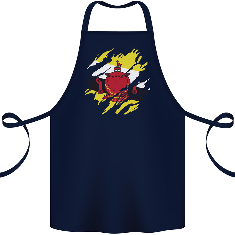 Torn Brunei Flag Bruneian Day Football Cotton Apron 100% Organic Navy Blue