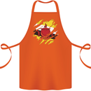 Torn Brunei Flag Bruneian Day Football Cotton Apron 100% Organic Orange