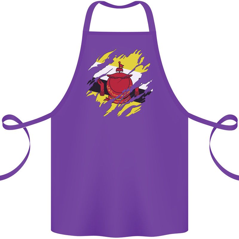 Torn Brunei Flag Bruneian Day Football Cotton Apron 100% Organic Purple