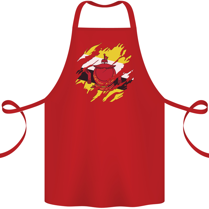 Torn Brunei Flag Bruneian Day Football Cotton Apron 100% Organic Red