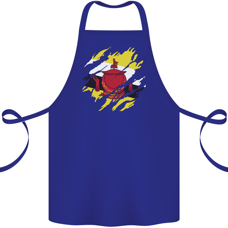 Torn Brunei Flag Bruneian Day Football Cotton Apron 100% Organic Royal Blue