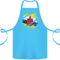Torn Brunei Flag Bruneian Day Football Cotton Apron 100% Organic Turquoise
