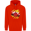 Torn Brunei Flag Bruneian Day Football Mens 80% Cotton Hoodie Bright Red
