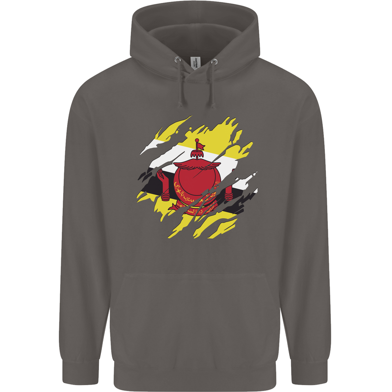 Torn Brunei Flag Bruneian Day Football Mens 80% Cotton Hoodie Charcoal