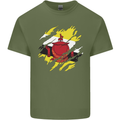Torn Brunei Flag Bruneian Day Football Mens Cotton T-Shirt Tee Top Military Green
