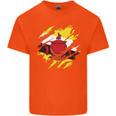 Torn Brunei Flag Bruneian Day Football Mens Cotton T-Shirt Tee Top Orange