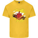 Torn Brunei Flag Bruneian Day Football Mens Cotton T-Shirt Tee Top Yellow