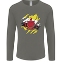 Torn Brunei Flag Bruneian Day Football Mens Long Sleeve T-Shirt Charcoal