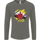 Torn Brunei Flag Bruneian Day Football Mens Long Sleeve T-Shirt Charcoal