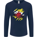 Torn Brunei Flag Bruneian Day Football Mens Long Sleeve T-Shirt Navy Blue
