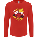 Torn Brunei Flag Bruneian Day Football Mens Long Sleeve T-Shirt Red