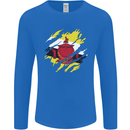 Torn Brunei Flag Bruneian Day Football Mens Long Sleeve T-Shirt Royal Blue