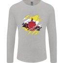 Torn Brunei Flag Bruneian Day Football Mens Long Sleeve T-Shirt Sports Grey