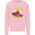 Torn Brunei Flag Bruneian Day Football Mens Sweatshirt Jumper Light Pink