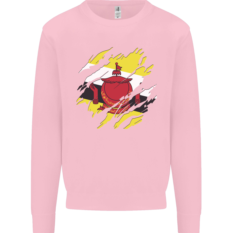 Torn Brunei Flag Bruneian Day Football Mens Sweatshirt Jumper Light Pink