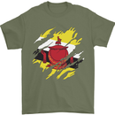 Torn Brunei Flag Bruneian Day Football Mens T-Shirt 100% Cotton Military Green