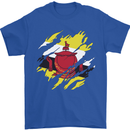 Torn Brunei Flag Bruneian Day Football Mens T-Shirt 100% Cotton Royal Blue