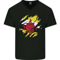 Torn Brunei Flag Bruneian Day Football Mens V-Neck Cotton T-Shirt Black