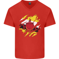 Torn Brunei Flag Bruneian Day Football Mens V-Neck Cotton T-Shirt Red