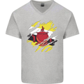 Torn Brunei Flag Bruneian Day Football Mens V-Neck Cotton T-Shirt Sports Grey