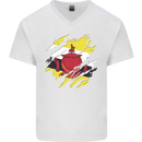 Torn Brunei Flag Bruneian Day Football Mens V-Neck Cotton T-Shirt White