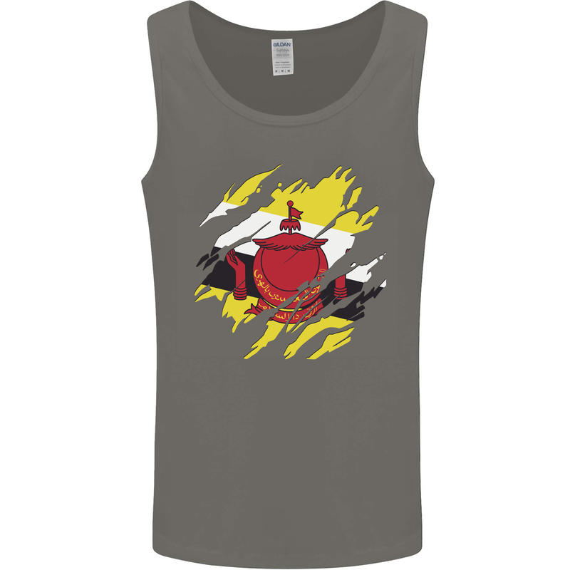 Torn Brunei Flag Bruneian Day Football Mens Vest Tank Top Charcoal
