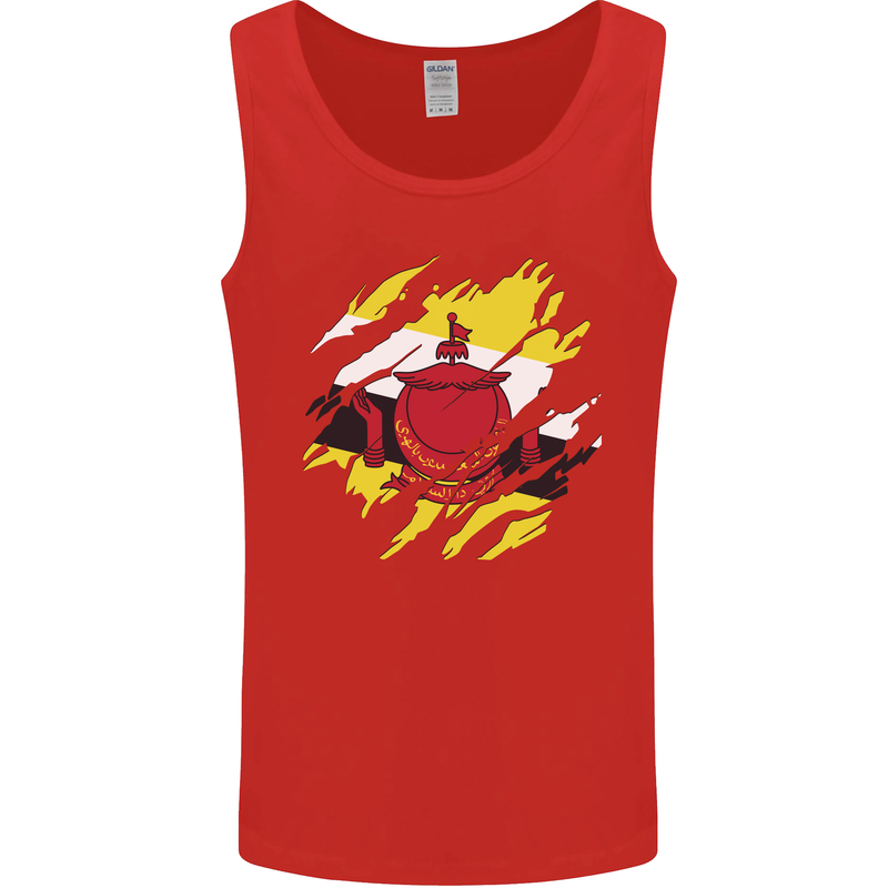 Torn Brunei Flag Bruneian Day Football Mens Vest Tank Top Red