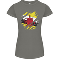 Torn Brunei Flag Bruneian Day Football Womens Petite Cut T-Shirt Charcoal