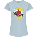 Torn Brunei Flag Bruneian Day Football Womens Petite Cut T-Shirt Light Blue