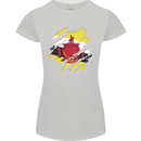 Torn Brunei Flag Bruneian Day Football Womens Petite Cut T-Shirt Sports Grey