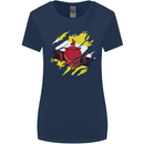 Torn Brunei Flag Bruneian Day Football Womens Wider Cut T-Shirt Navy Blue