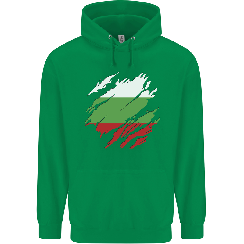 Torn Bulgaria Flag Bulgarian Day Football Childrens Kids Hoodie Irish Green