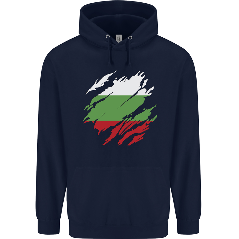 Torn Bulgaria Flag Bulgarian Day Football Childrens Kids Hoodie Navy Blue