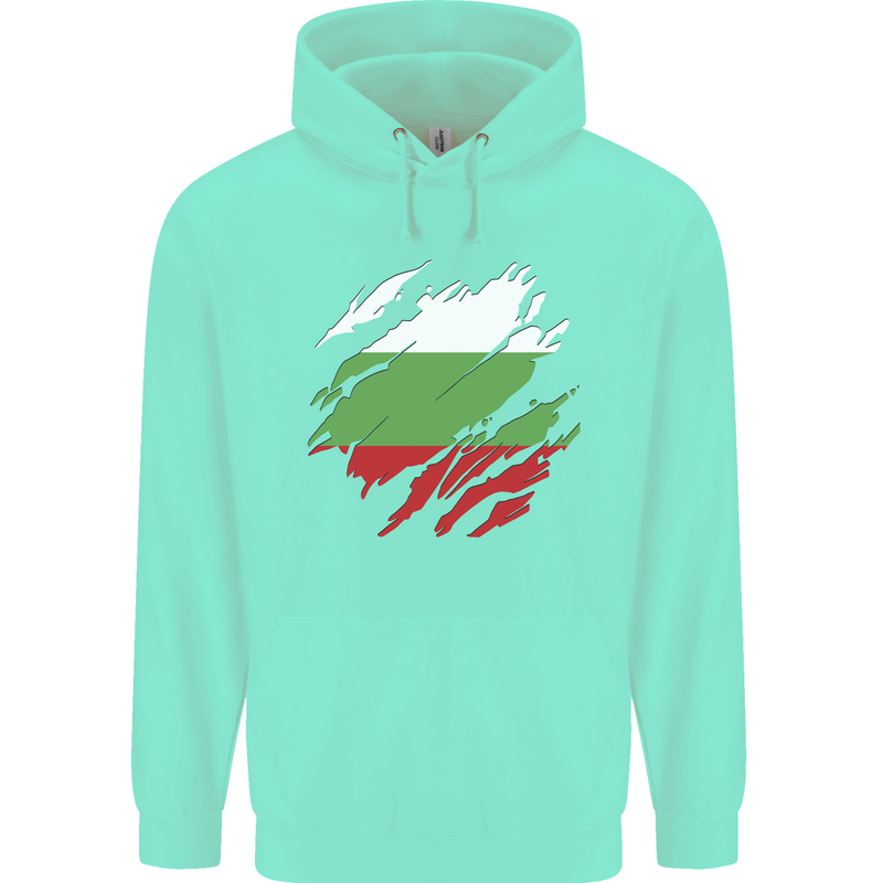 Torn Bulgaria Flag Bulgarian Day Football Childrens Kids Hoodie Peppermint