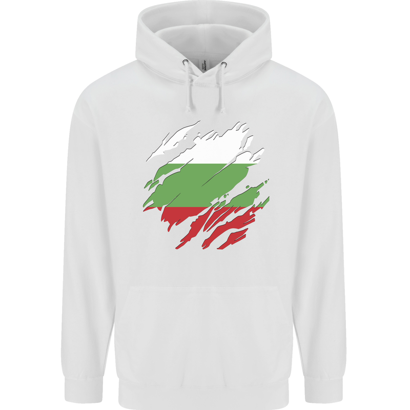 Torn Bulgaria Flag Bulgarian Day Football Childrens Kids Hoodie White