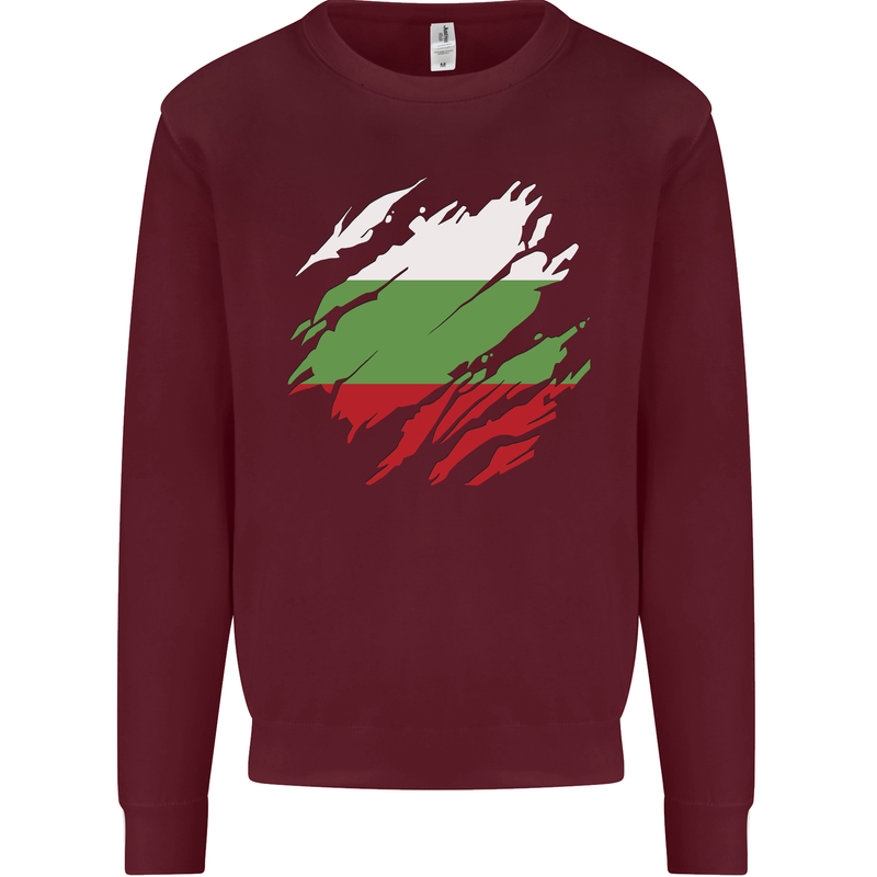 Torn Bulgaria Flag Bulgarian Day Football Kids Sweatshirt Jumper Maroon