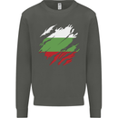 Torn Bulgaria Flag Bulgarian Day Football Kids Sweatshirt Jumper Storm Grey