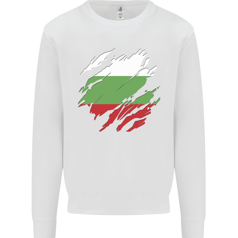 Torn Bulgaria Flag Bulgarian Day Football Kids Sweatshirt Jumper White