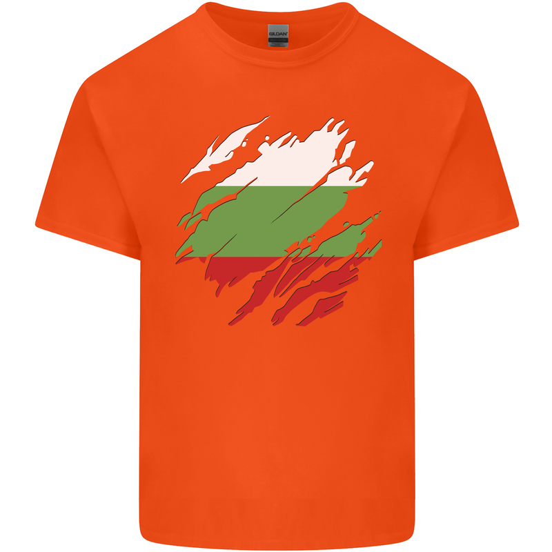 Torn Bulgaria Flag Bulgarian Day Football Kids T-Shirt Childrens Orange