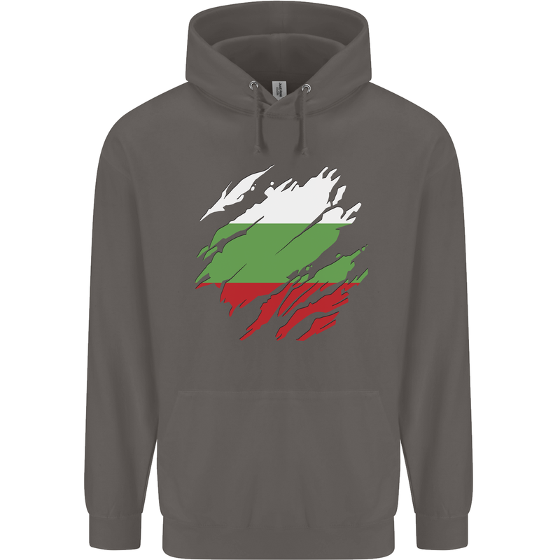 Torn Bulgaria Flag Bulgarian Day Football Mens 80% Cotton Hoodie Charcoal