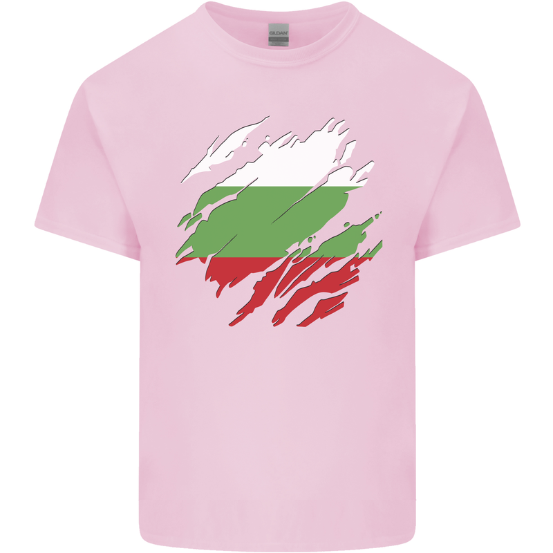 Torn Bulgaria Flag Bulgarian Day Football Mens Cotton T-Shirt Tee Top Light Pink